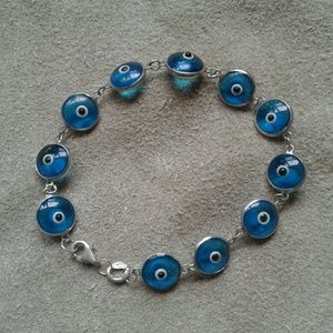 Sterling silver and crystal evil eye bracelet